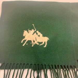 Unisex Ralph Lauren Polo Green Wool Cashmere Blend Scarf
